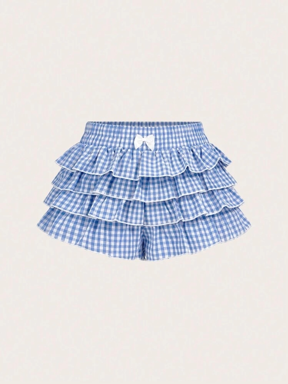Shein Blue Gingham Ruffle Shorts